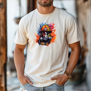 Firefighter T-Shirt, Comfort Color, Abstract Design - Unisex Tee, Fireman Shirt, Fire Department Apparel, First Responder Gift, Rescue Crew