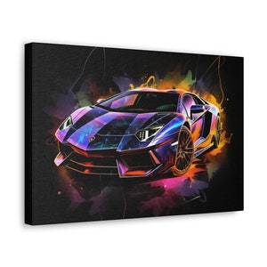 Car Canvas Wrap, Lamborghini Aventador Wall Art Decor, Supercar Poster Print, Race Car Wall Hanging, Luxury Vehicle Room Decoration,