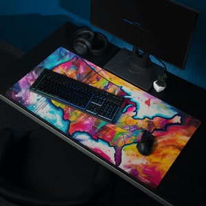 USA Landkarte Gaming Maus Tastatur Matte groß abstrakt bunt