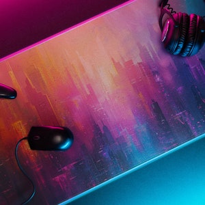 LED Mauspad Stadtblick, 3 Größen, Geschenk für Sie und Ihn, Hochwertiger Druck für Gamer und Büroangestellte, XL Groß bis Klein