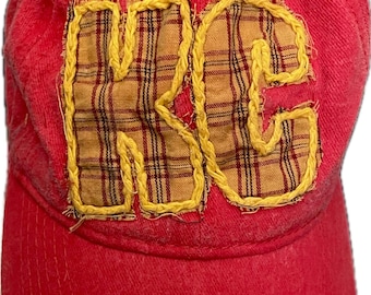 KC hand embroidered patchwork hat, KC  Hat, Kansas City GameDay Hat, Kansas City Patch, KC Fan Gift for Her, Kansas City