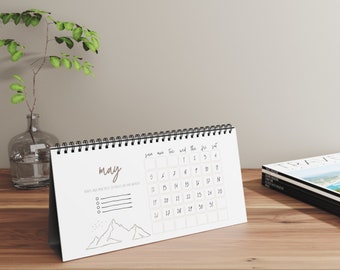 2024 monthly desktop calendar, therapy resource, minimalist, outdoor lover, line art, modern, office decor, coworker gift, office gift