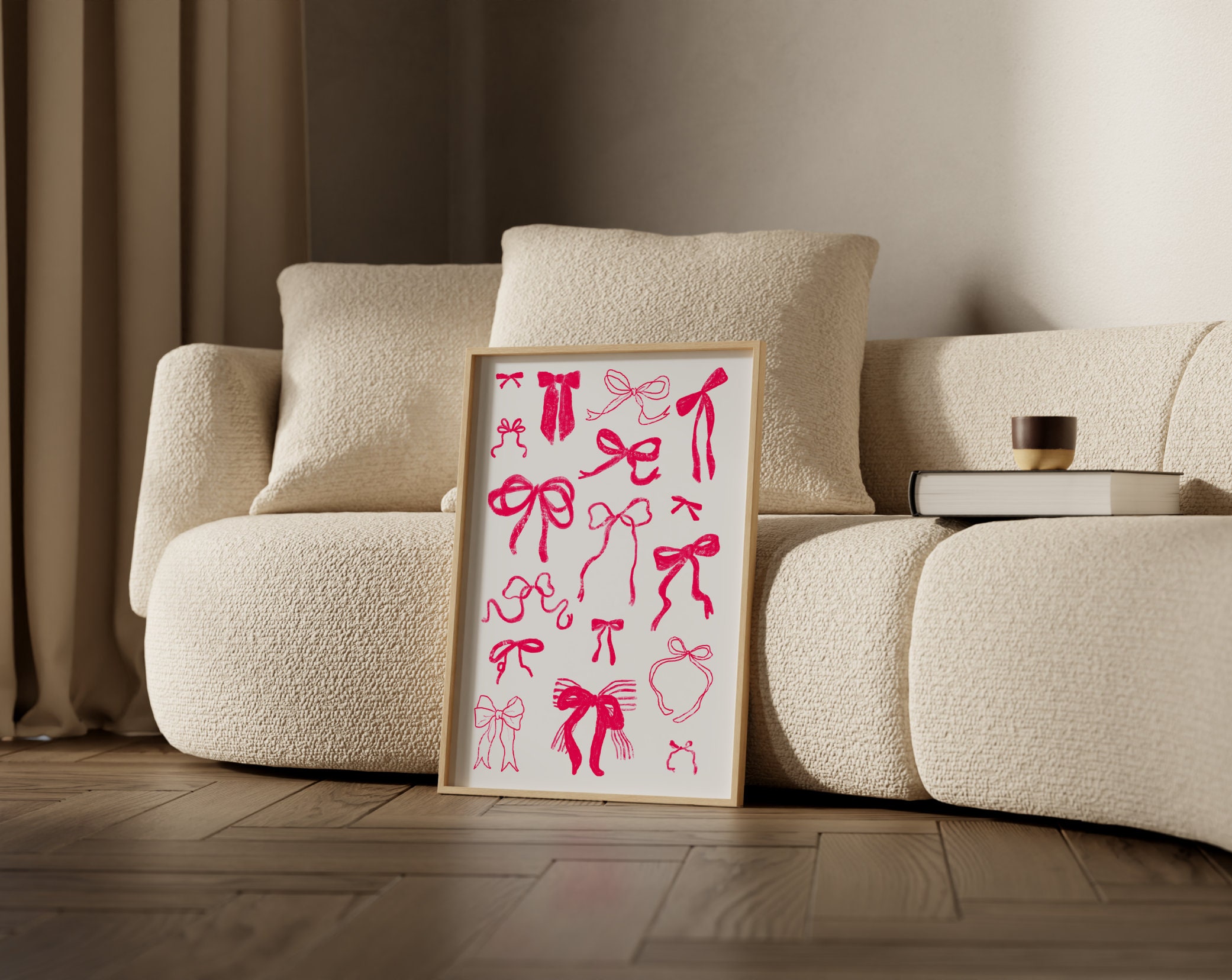 Coquette Room Decor, Balletcore, Pink Red, Ribbon Bow, Vintage, Wall