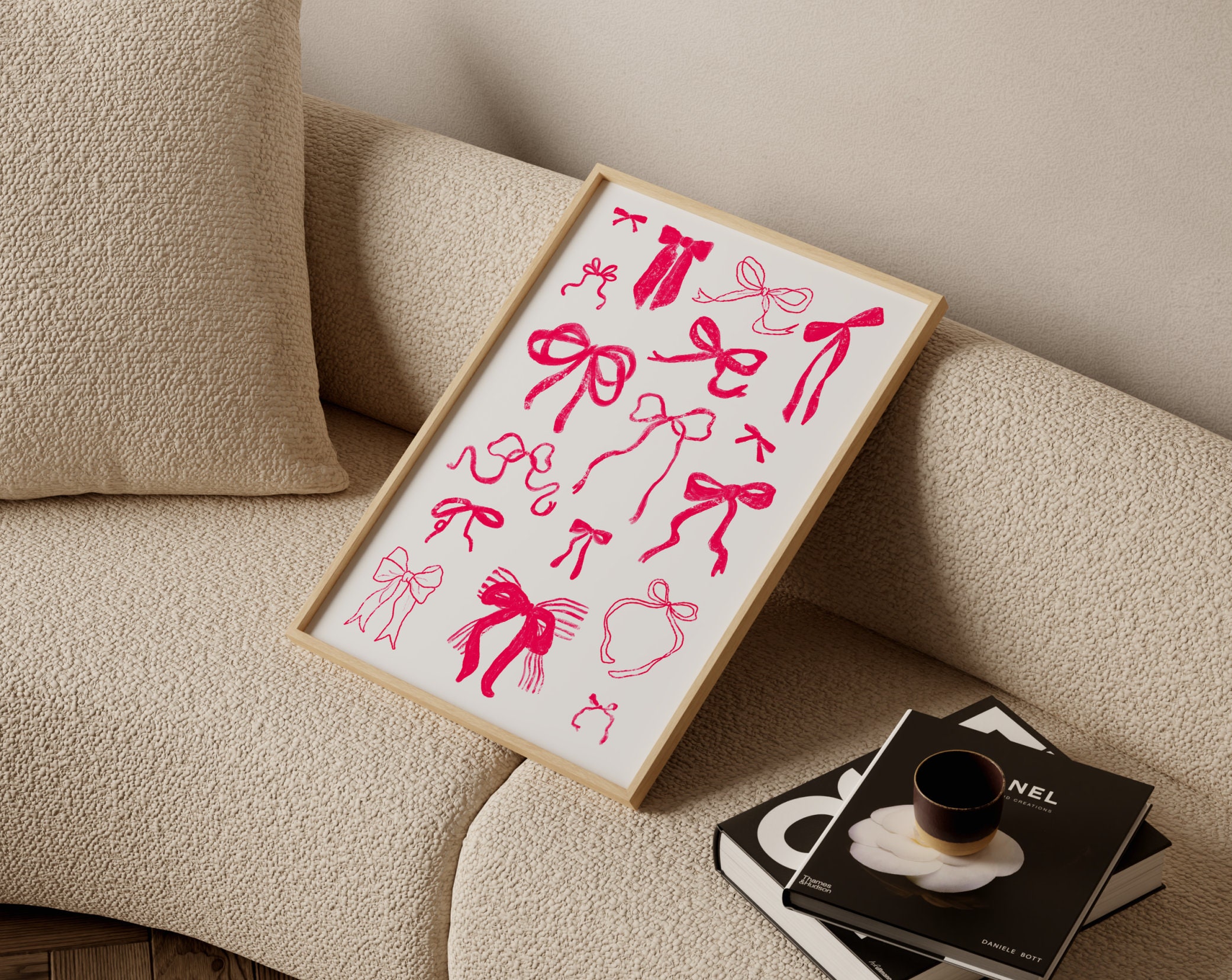 Coquette Room Decor, Balletcore, Pink Red, Ribbon Bow, Vintage, Wall