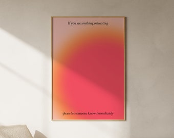 Gradient Wall Art, Trendy Wall Art Print, Manifest Wall Art, Printable Wall Art, Pink Aura Art, Funny, Pink Gradient, Feminine Wall Art