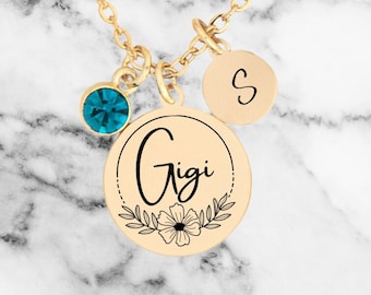 Gigi necklace initial birthstone necklace Mother's Day jewelry personalized jewelry gift for Gigi