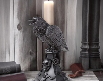 Raven Candlestick Holder Gothic Owl Animal Candle Holder Black Crow Halloween Home Decoration