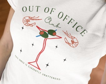 Out of Office Club Cocktail Drinks Baby Tee, Coquette Baby Tee, Y2k Graphic Baby Tee, 90s Baby Tee, Corporate Girl Top, Trending Shirt