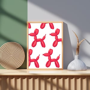 Modern Minimalist Balloon Animal Wall Art| Wall Art| Modern Wall Art| Red Wall Art| Animal Wall Art| Digital Wall Art| Digital Art| Wall Art