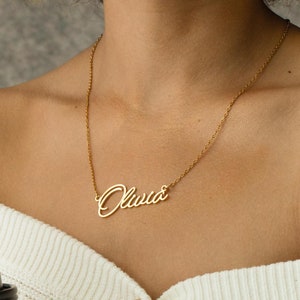 Name Necklace Gold, 14K Personalized Name Jewelry, Dainty Necklace, Mama Necklace Gift for Women, Birthday Gift for Her