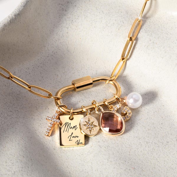 Custom Charm Necklace Personalized Jewelry Gift for Her Mother's Day Gifts for Women Mom