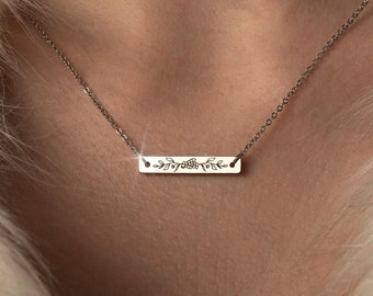 Personalisierte Geburt Flower Bar Halskette Geschenk für sie Geschenk Jahrestag Brautjungfer Mom Halskette Muttertag Geschenk Nelke Halskette
