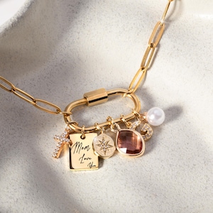 Trendy Charm Necklace Changeable Gold Charm Personalized Jewelry Unique Gift for Her Birthday Gift for New Mom