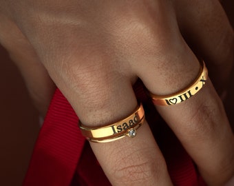 Custom Engraved Name Ring: Stackable Stainless Steel Personalized