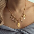 Personalized Gold-Plated Charm Necklace – Custom Initial, Birthstone, and Symbol Charms, Trendy Charm Jewelry Gift for Women for Holidays