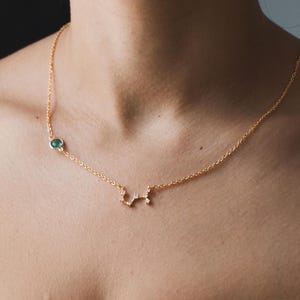 Zodiac Sign Birthstone Necklace Personalized Jewelry Gift for Her Astrology Gift for Her Gemini Cancer Gift for Women