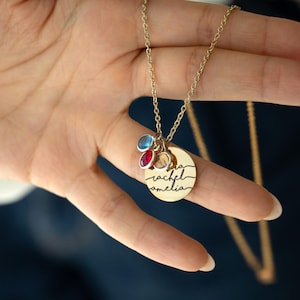 Collar con nombre y piedra de nacimiento, joyería personalizada para madre e hija, regalo de cumpleaños para mamá, joyería con piedra de nacimiento, regalo de cumpleaños para abuela, collar