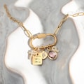 Custom Charm necklaces for Women, Gold Carabiner Charm lock Necklace, Adjustable DIY Personalized Jewelry Zodiac Gift Christmas Gift for Her