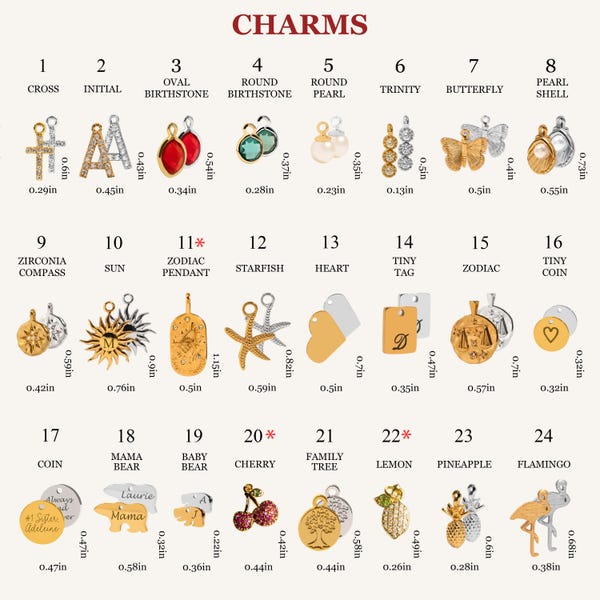 Personalized Stainless Steel Charm: Initial, Zodiac, Birthstone - Add-on Charm