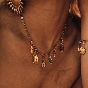 Personalized Gold Charm Necklace: Initial, Birthstone & Symbol Charms