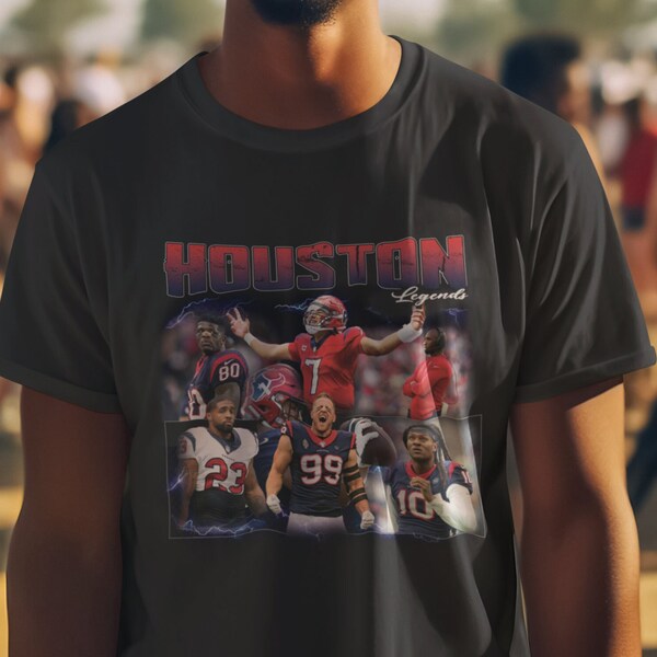 90s Retro Houston Black Tee | Houston Texans Legends Tee | CJ Stroud Retro Shirt | Texans Fan Tee