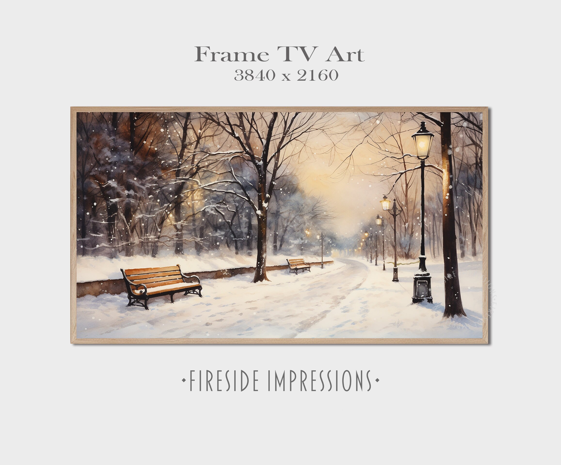 Vintage Oil Painting Snowy Winter Park Digital Frame TV Art | Classic Winter Scene| Timeless Seasonal Decor| Cozy Art| Instant Download