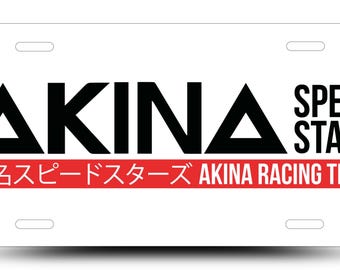 Akina Speed Stars Aluminum License Plate, Initial D Anime Racing Art, JDM Car Sign