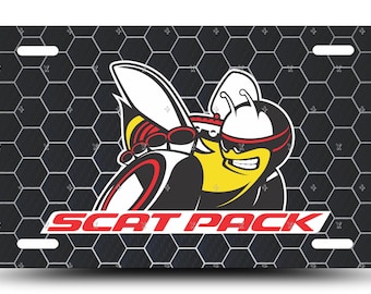 Scat Pack Super Bee License Plate, Honeycomb Aluminum Auto Decor