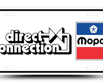 Mopar Direct Connection Aluminum License Plate, Retro Garage Decor