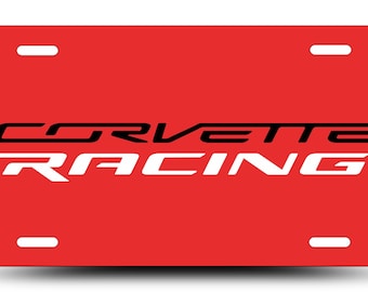 Corvette Racing Aluminum License Plate, Sports Car Garage Art