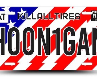 Hoonigan Aluminum License Plate, Custom Drift Car Garage Art, JDM Culture Decor