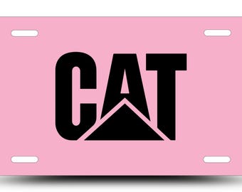Pink CAT Aluminum License Plate, Caterpillar Garage Wall Art