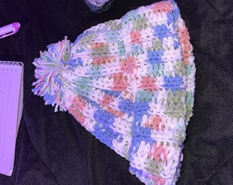 Handmade Ribbed Crochet Beanies With Pompom