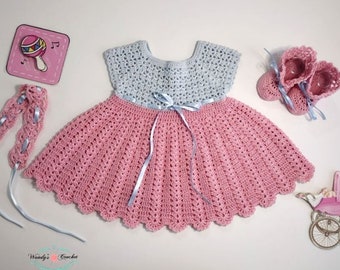 Crochet baby dresses, crochet baby, crochet blue dress, crochet pink dress, traje de bebe tejido