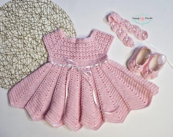 Crochet baby dresses, handmade crochet dress, pink baby dress, crochet baby dress, baby girl dress, crochet pink dress, traje de bebé tejido