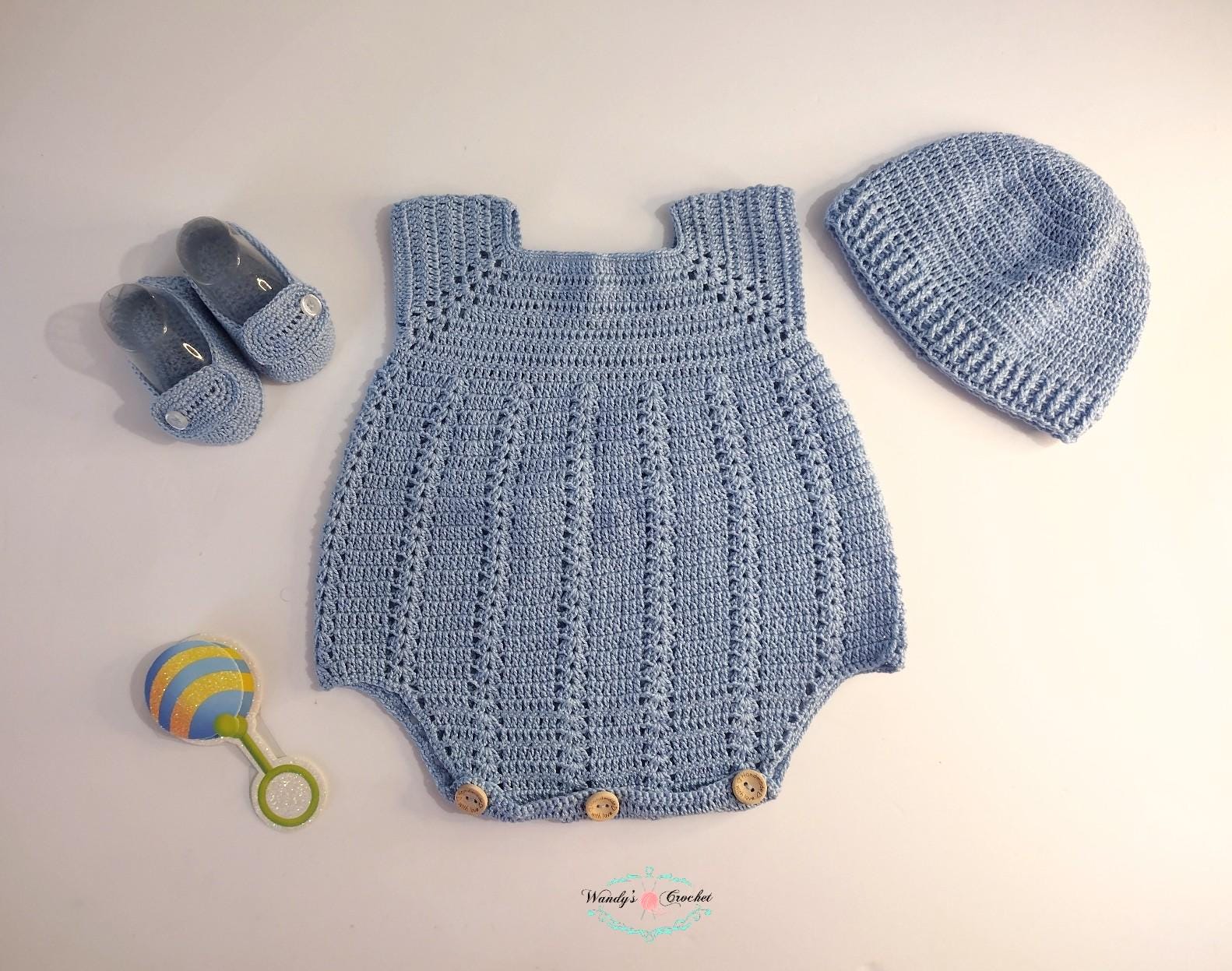 Crochet Knit Boys Romper-Cream main image 0