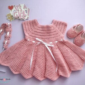 Crochet baby dresses, pink crochet baby dress, baby dresses, traje de bebé tejido