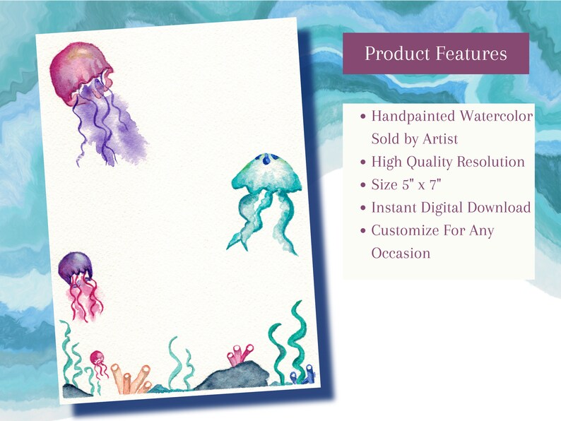 Jellyfish Ocean Under the Sea Invitation for Baby Shower or Birthday ...
