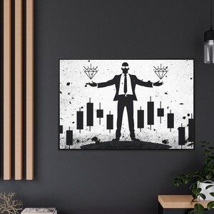 モダンなダイヤモンドの針と燭台のアート | テクニカル分析のアートワーク | 株式市場の壁アート | ウォール ストリート取引所の装飾 | 暗号投資家