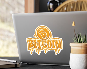 Bitcoin Sticker | Crypto Coin Kiss-Cut Vinyl Decals | Cryptocurrency Art | Investor Laptop Tablet and Notebook Decoration | Skateboard decal