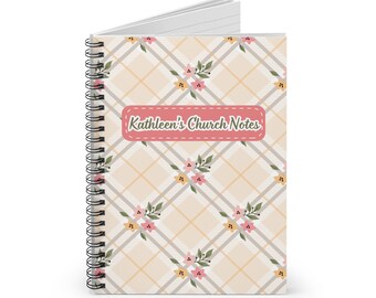 Custom Church Notebook | Floral Plaid Christian Journal