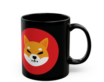 Shiba Crypto Coin 11oz Black Mug | Cryptocurrency Coffee Cup | Investor Cup | Cryptocurrency Ceramic 11oz Mug | SHIB |