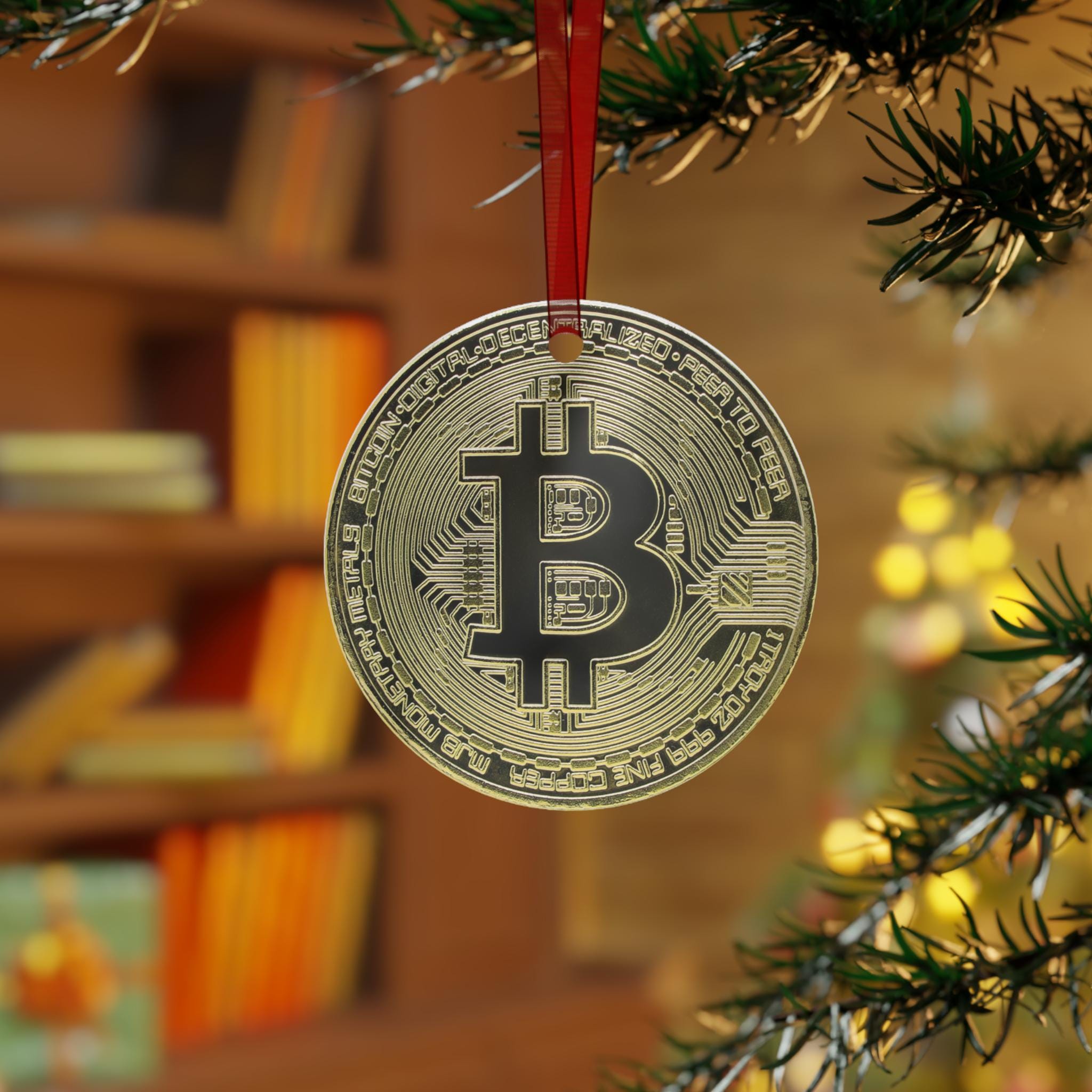 Bitcoin Christmas Ornament | BTC Metal Holiday Decor | Festive Trader Ornament | Ornament for Christmas Tree | Gift for Investor |