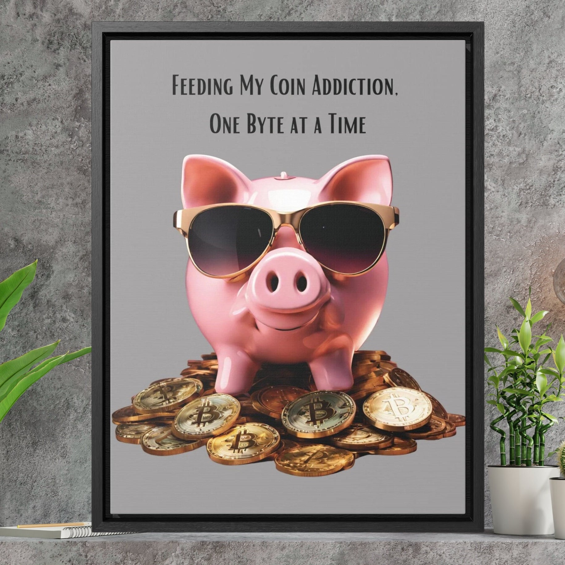 Feeding My Addiction One Byte at a Time Crypto Framed Canvas 8