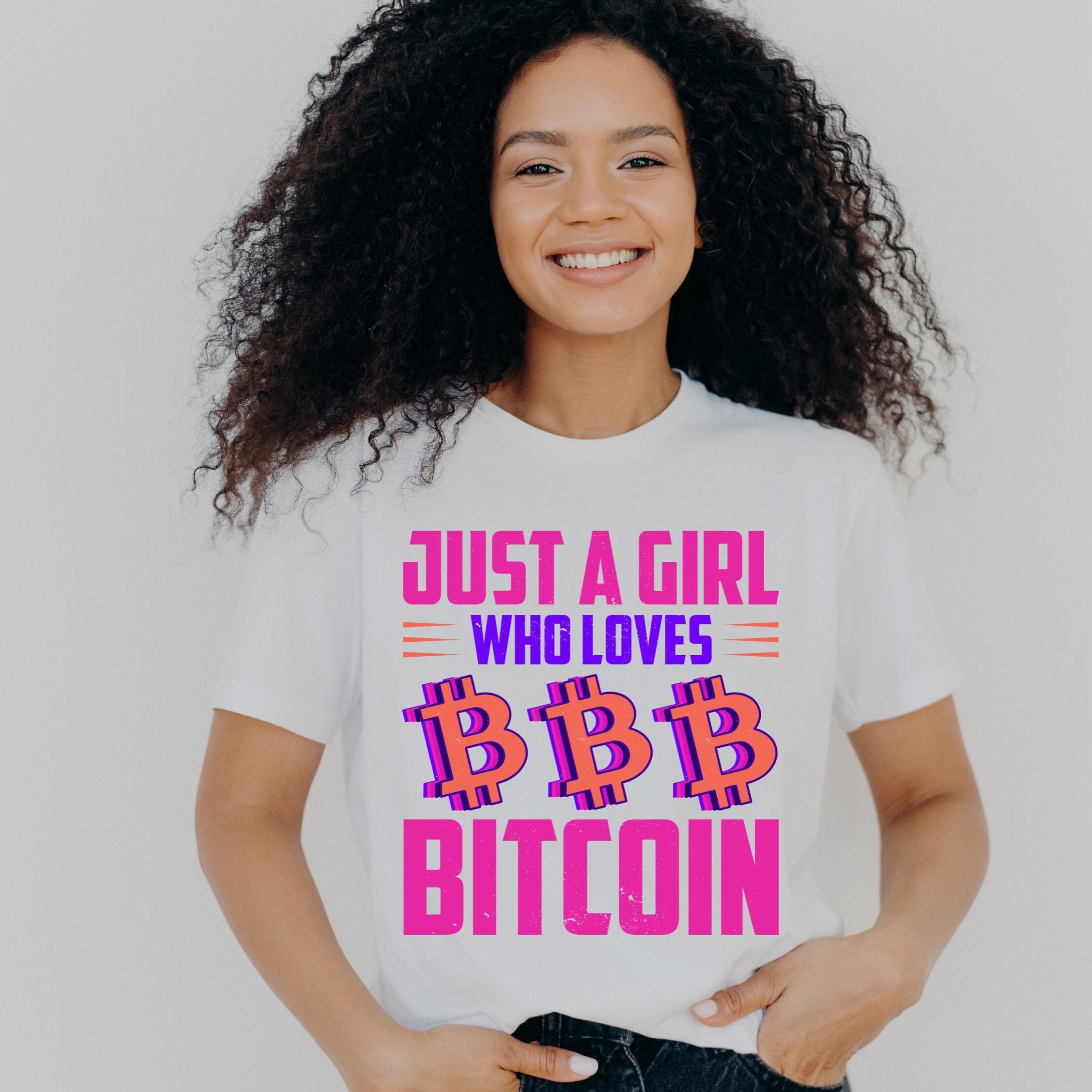 Just a Girl Who Loves Bitcoin Short Sleeve Tshirt | Girl Investor Apparel |  Crypto Coin Tee | Cryptocurrency Attire | Blockchain Shirt | - Etsy