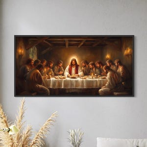 The Last Supper Canvas Print Jesus and His Twelve Disciples Classical Biblical Painting Wall Art Christian Faith Religious Church Decor