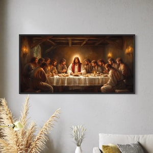 The Last Supper Canvas Print Jesus and His Twelve Disciples Classical Biblical Painting Wall Art Christian Faith Religious Church Decor