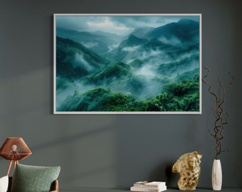 Mountains Art Canvas, Nature Art Canvas, Foggy Mountains, Mountain Landscape, Nature Photography, Ultra High Quality, Misty Mountains, Green