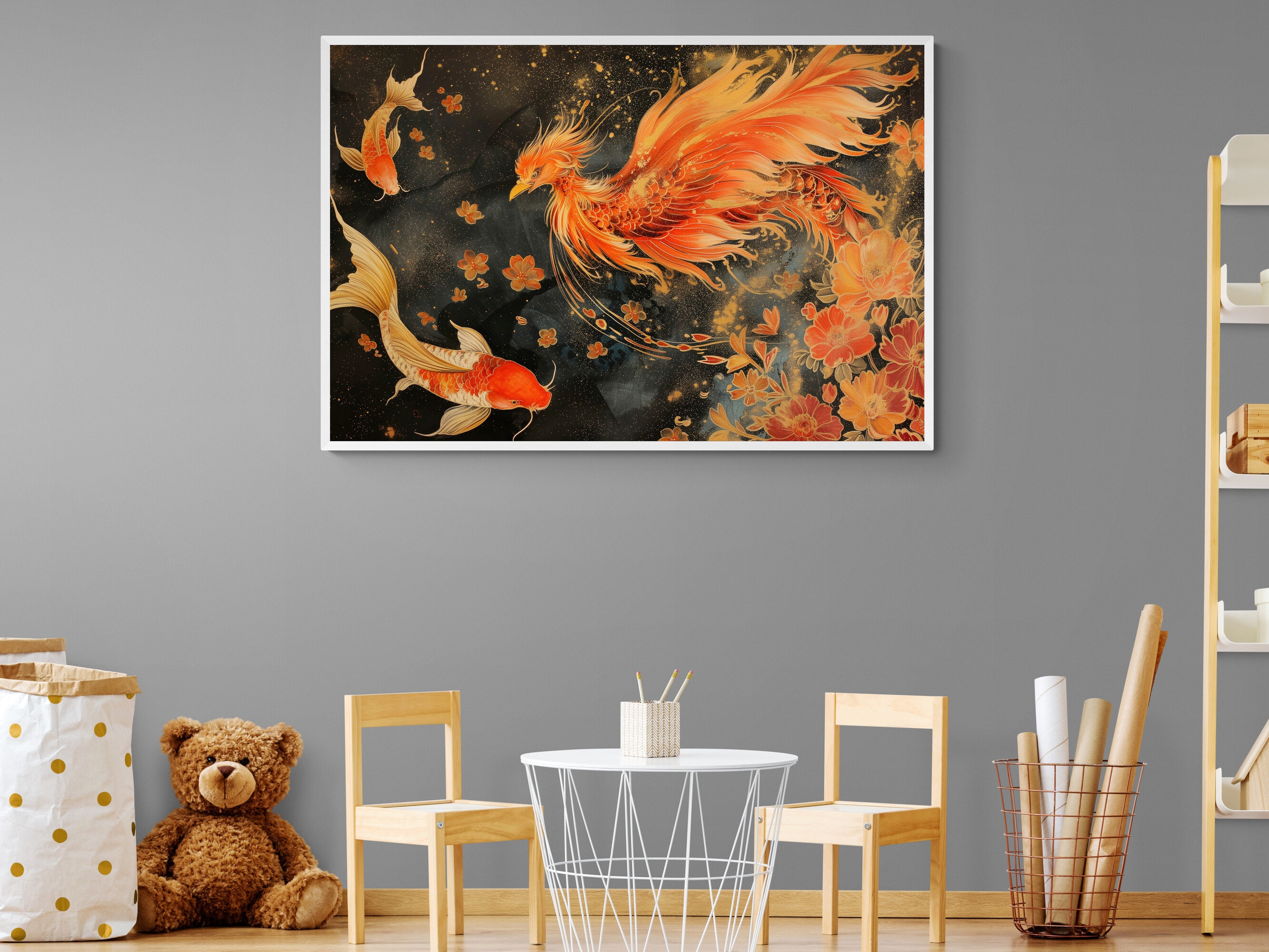 Majestic Phoenix in Flames Canvas Print Mythical Fiery Bird ...