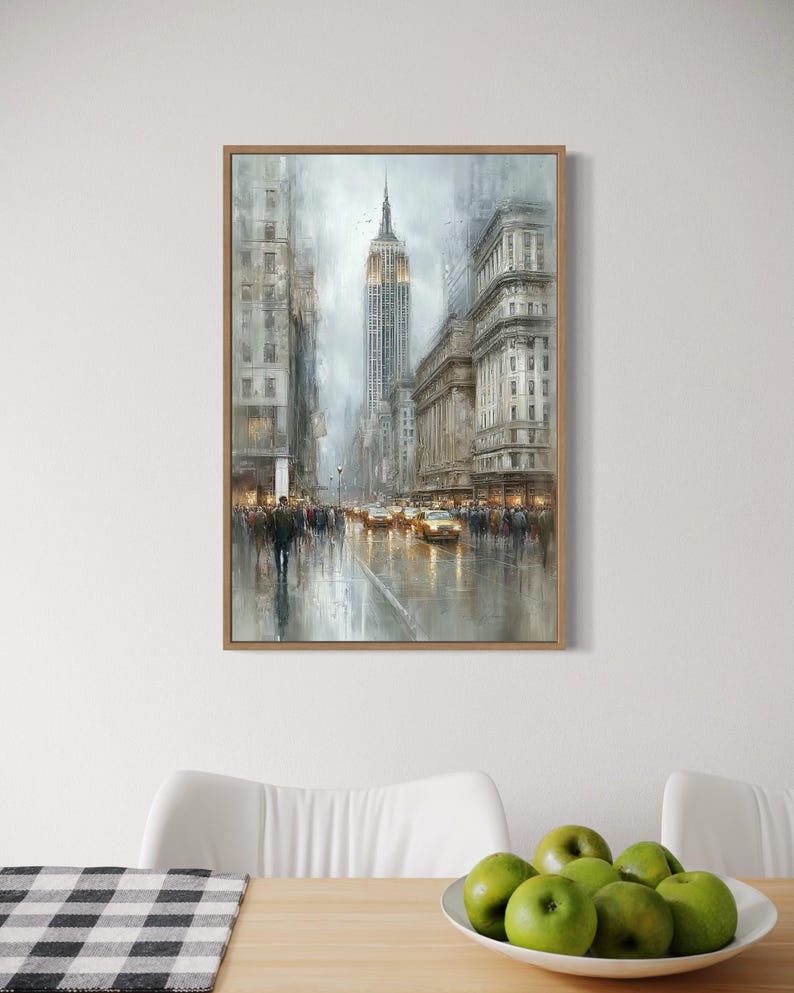New York City Empire State Building Wall Art Canvas Print Rainy Street ...